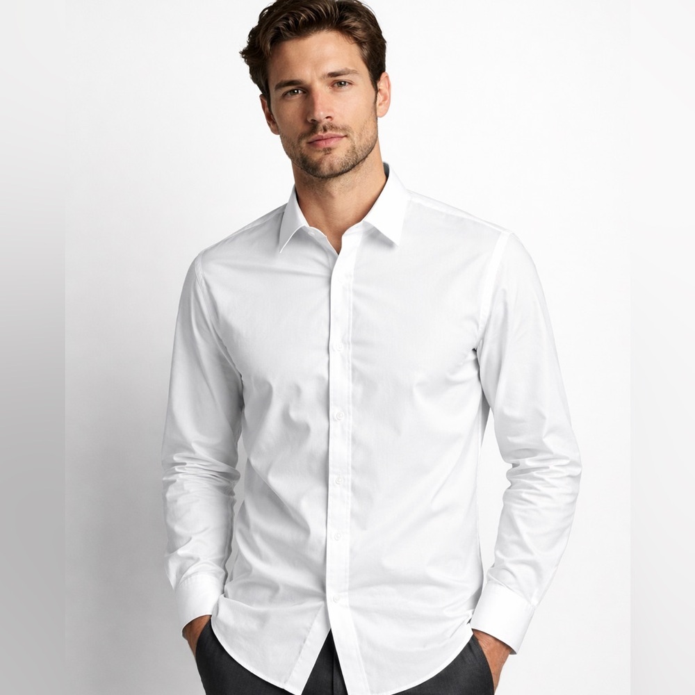 Hyden Yoo Men’s White Button Down Dress Shirt Size M Classic Long Sleeve NWT